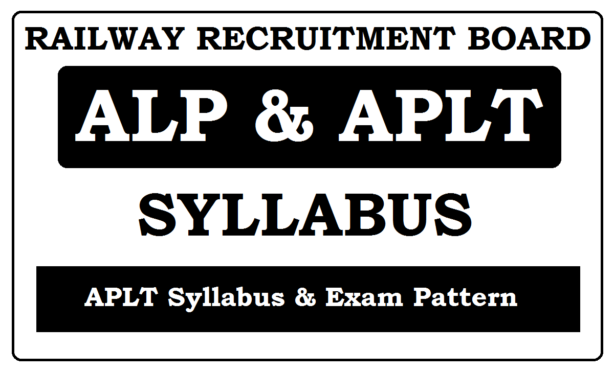 RRB ALP & APLT Syllabus 2022 Exam Pattern 