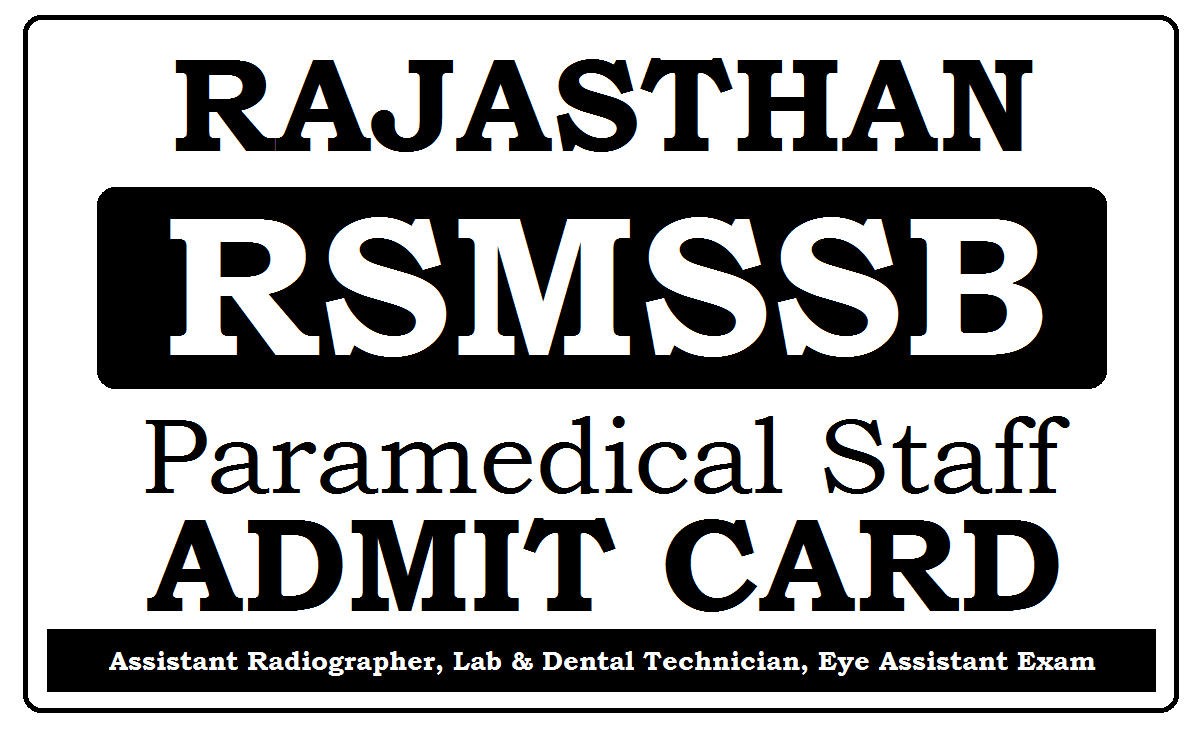 RSMSSB Para-Medical Staff Admit Card 2023