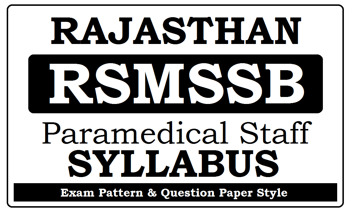 RSMSSB Paramedical Staff Syllabus 2022